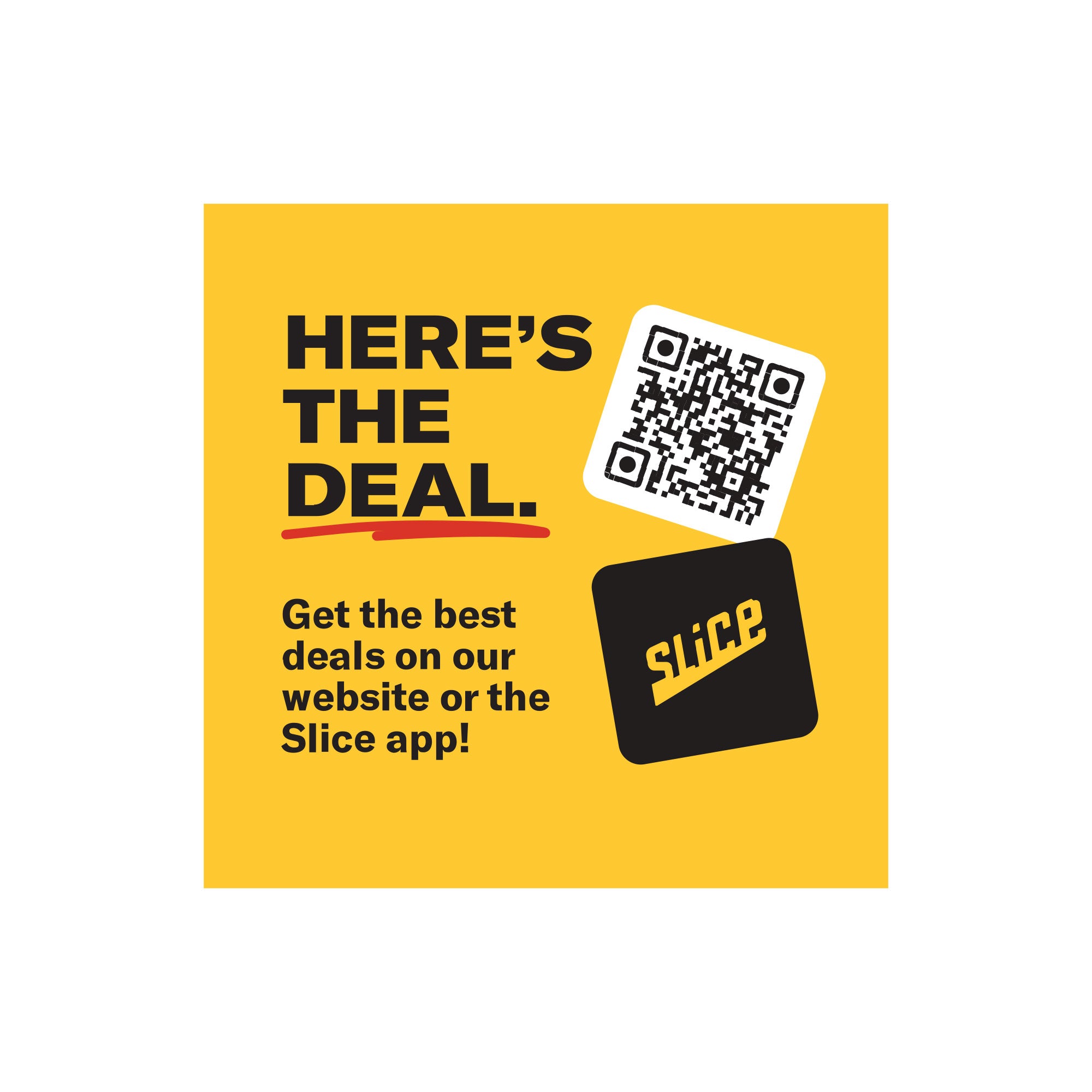 Here's The Deal Pizza Box Stickers (Qty. 250)